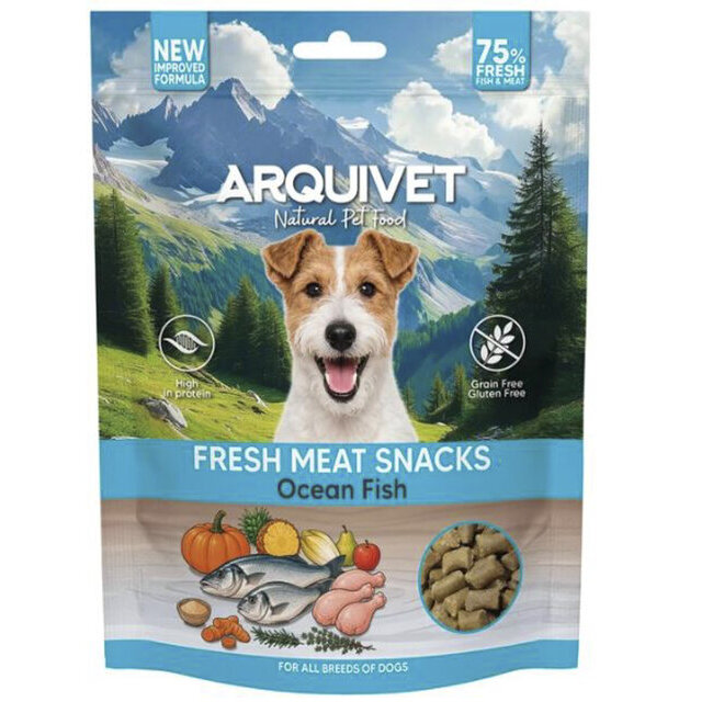 Snacks naturels semi-humides Ocean Fish sans céréales pour chien Arquivet