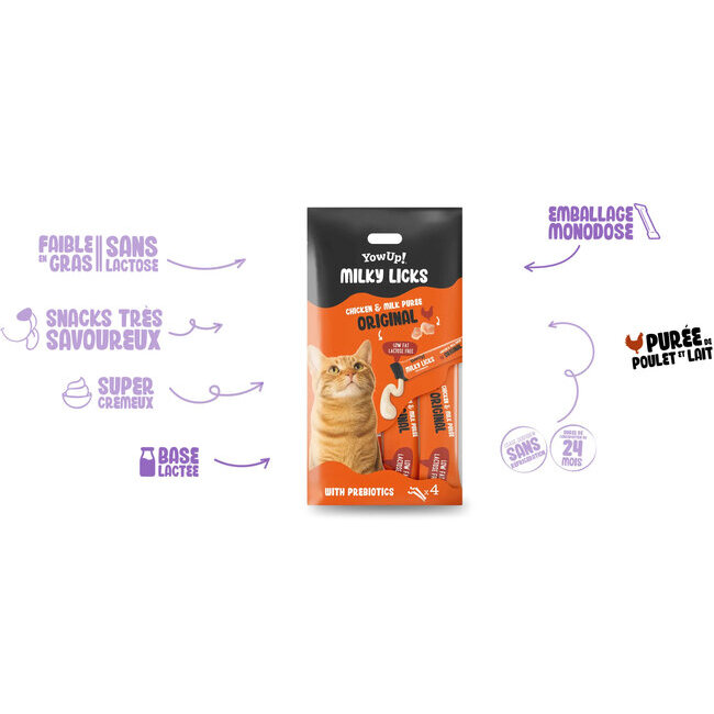Friandise crémeuse avec prébiotiques pour chat 4 x 15 g - YOW UP