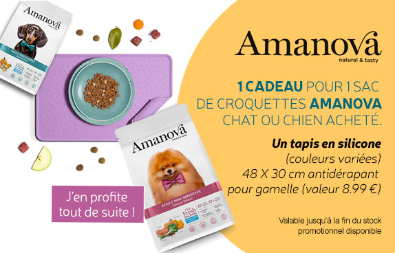 Cadeau Amanova croquettes avec un tapis gratuit